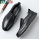 卡帝樂(lè )鱷魚(yú)（CARTELO）頭層牛皮軟底皮鞋男款樂(lè )福鞋透氣軟面皮男士皮鞋一腳蹬KG09黑色42