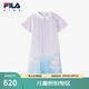 FILA斐樂(lè )兒童童裝連衣裙2025年夏季新款女中大童針織學(xué)院風(fēng)百褶裙 滿(mǎn)印一-ZA 140