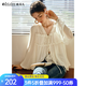 Olrain歐芮兒2025夏季新款氣質(zhì)V領(lǐng)綁帶設計飄逸靈動(dòng)仙氣雪紡衫 米杏色 S