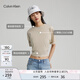 Calvin Klein Jeans夏季女士休閑簡(jiǎn)約ck印花字母舒適純棉圓領(lǐng)短袖T恤J222179 ACF-米色 M （推薦110-125斤）