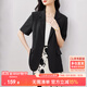 尚都比拉立體垂順夏季休閑短袖西裝外套女高級感通勤小西服 黑色 M 