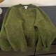 萬(wàn)欣兒寬松復古開(kāi)衫穿海毛衣苔綠色針織秋冬森系加厚慵懶外套上衣 綠色 M