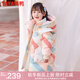 鴨鴨童裝兒童羽絨服女中長(cháng)款小童寶寶可愛(ài)連帽加厚保暖上衣冬季外套YD 米白色 130
