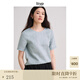 旅途原品ltyp 進(jìn)口100%亞麻極簡(jiǎn)文藝小衫 休閑百搭短袖T恤女秋 湖藍(lán)色 L （建議拍大一碼）