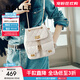 百麗女包商場(chǎng)同款真皮小香風(fēng)通勤百搭雙肩包X9330BX4 米色 F