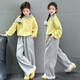 女童春秋套裝2025新款洋氣兒童時(shí)髦衛(wèi)衣中大童女孩秋裝休閑兩件套 黃色 150