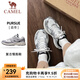 駱駝（CAMEL）情侶穿搭追尋慢跑鞋緩震男女透氣復古休閑旅游運動(dòng)跑步鞋 7052，象牙白/銀，女 【透網(wǎng)】 38