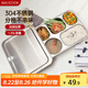 美廚（maxcook）304不銹鋼餐盤飯盒 5格加深加厚分格帶蓋快餐盤學生餐盒MCFT724