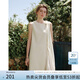 范思藍(lán)恩蝴蝶結(jié)飄帶壓褶連衣裙女夏季2025新款七夕送老婆修身顯瘦裙子2622 奶黃色 XS
