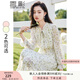 香影雪紡碎花連衣裙女長袖2025春秋新款顯瘦氣質(zhì)法式高腰通勤裙子 果綠 M