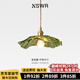 紐思維爾門廳入戶玄關燈創(chuàng)意荷葉玻璃餐廳小吊燈輕奢陽臺燈樓梯走廊過道燈 【全光譜】全銅+綠色燈罩-30CM 三色變光