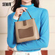 森馬（Semir）水桶包復古撞色手提包大容量單肩斜挎包女105824153013