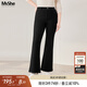 MsShe【高彈微喇牛仔褲】大碼女裝2025秋裝胖mm松緊腰顯瘦加長(cháng)褲 牛仔黑色現貨 3XL