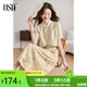 歐莎（OSA）國風(fēng)復古優(yōu)雅連衣裙女夏季新款立領(lǐng)罩衫收腰吊帶裙兩件套 杏底印花 L