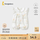 童泰（TONGTAI）嬰兒短袖連體衣夏季純棉女寶寶哈衣女童外出可愛(ài)花邊領(lǐng)爬服 白色 73cm
