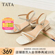 他她（TATA）法式氣質(zhì)一字帶涼鞋女鞋簡(jiǎn)約高跟涼鞋2025夏新款WL402BL5 米白 37