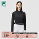 FILA 斐樂(lè)官方女子針織長(zhǎng)袖上衣2025夏新款高爾夫運(yùn)動(dòng)防曬修身長(zhǎng)T 深黑-BK L 170/88A/L