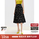 朗姿2025年春季新款復古波點(diǎn)印花半身裙女法式垂感高腰A字垂感裙 黑色2 L