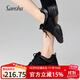 三沙（Sansha）運動(dòng)舞蹈鞋女廣場(chǎng)舞跳舞跑步低幫透氣網(wǎng)面軟底H22M 黑+黑織帶 39