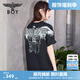 BOY LONDON【白羽入夜】春夏情侶款潮牌朋克時(shí)尚紫外線光變短袖T恤N01914 黑印藍(lán) （天空藍(lán)色光變印花） L