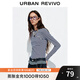 UR2025秋季新款女裝簡(jiǎn)約基礎(chǔ)撞色條紋圓領(lǐng)修身T恤UYB450018 墨藍(lán)條紋 M