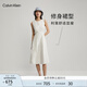 Calvin KleinJeans夏季女士休閑氣質(zhì)通勤ck系帶露腰刺繡無袖連衣裙J221175 YBH-月光白 M