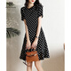 clotho Rennie品牌女裝波點(diǎn)連衣裙女2025夏季新款短袖氣質(zhì)遮肚子顯瘦小個(gè)子裙子 黑色 M