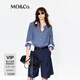 MO&Co.【C+系列】襯衫夏絲光感藍(lán)白條紋MBE2SHT021航海系 藍(lán)白條色 S /160