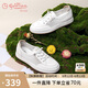 金利來（goldlion）女鞋春夏簡約小白鞋網(wǎng)面透氣免系帶平底休閑鞋女668220190白杏37