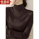 恒源祥秋冬2025新款高級(jí)安可拉紅毛衣長(zhǎng)袖堆堆高領(lǐng)修身女針織打底衫上衣 深棕色 2XL 【建議130-140斤】
