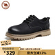 駱駝牌男鞋休閑牛皮英倫風(fēng)工裝鞋耐磨低幫馬丁靴 P15A201022 黑色 42