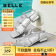 百麗（Belle）閃耀水鉆蝴蝶結一字帶涼鞋女2025夏新優(yōu)雅方跟涼鞋B2668BL5 銀色 37 (235mm)
