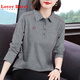 LOVER RUCCI大碼翻領(lǐng)長(cháng)袖t恤女士純棉秋季2025新款洋氣減齡百搭寬松顯瘦上衣 灰色 3XL 建議160-180斤
