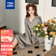 唐獅（TonLion）2023連帽打底連衣裙女針織裙內搭打底長(cháng)裙 淺麻灰 L 