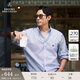 布克兄弟（BrooksBrothers）男士春秋牛津紡扣結領(lǐng)logo休閑襯衫 B976-藍色條紋 L
