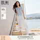 香影v領正肩t恤女短袖2025夏季新款開叉掐腰網(wǎng)紗拼接藍色法式上衣 白色R85S086 半身裙 S 155/80A/85-95斤
