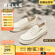 百麗（Belle）航海家百搭帆布鞋女2025秋新厚底便捷無系帶休閑鞋B2699CM5 米白色 38 (240mm)