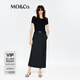 MO&Co.連衣裙UPF40+防曬2025夏新品假兩件小黑裙附腰帶高腰MBE2DRS043 黑色 S