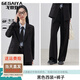 戈賽亞（gesaiya）灰色西裝套裝女感2025新款大學(xué)生面試正裝通勤休閑西服外套秋 黑色西裝+褲子 3XL