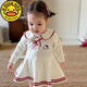 G.DUCKKIDS小黃鴨女寶寶秋裝連衣裙洋氣春秋哈裙嬰兒裙子超萌長(cháng)袖周歲公主裙 紅色海軍領(lǐng)長(cháng)袖哈衣裙 連衣裙 90