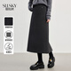 熙世界（sllsky）通勤輕熟風(fēng)灰色毛呢半身裙秋冬季高腰顯瘦a字包臀直筒裙 深花灰 L
