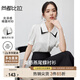 尚都比拉燕尾撞色領(lǐng)襯衫女夏季設計感褶皺短袖時(shí)尚通勤薄款襯衣 白拼黑 M
