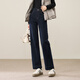 逸陽(yáng)（ESE-Y）加絨寬邊九分直筒牛仔褲女小個(gè)子2025年冬季新款褲子 深藍色 28