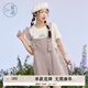 紫涵（ZIHAN）紫涵荷葉邊背帶褲女夏季減齡設計感寬松闊腿休閑連體短褲 清新紫 S