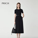 PRICH假兩件針織拼接氣質(zhì)短袖連衣裙2025夏季新款收腰長(cháng)裙新年 19黑色 M (165)