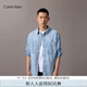 Calvin KleinJeans25春夏男士經(jīng)典美式復(fù)古風(fēng)ck純棉淺藍(lán)色寬松牛仔襯衫4RAB700