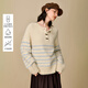 茵曼2025冬季女裝新款羊駝毛絨感復古條紋半開(kāi)襟毛衣寬松長(cháng)袖上衣 杏藍條 M
