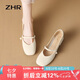 ZHR瑪麗珍鞋女復(fù)古淺口單鞋子女優(yōu)雅甜美粗跟方頭女鞋 CG71 米色 38