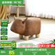 全友家居網(wǎng)紅門口羊駝?chuàng)Q鞋凳客廳實(shí)木框架動(dòng)物軟包小矮凳子KD 牛頭凳
