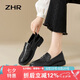 ZHR單鞋女英倫風(fēng)皮鞋女軟平底百搭經(jīng)典樂福鞋女套腳女鞋 BK10F 黑36